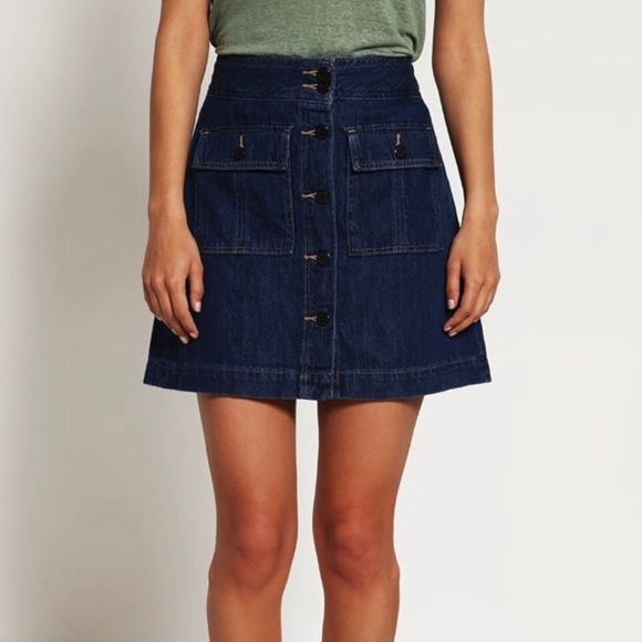 GAP Blue Button-Up Denim Jean Skirt w Front Pockets | 30​​ - Picture 6 of 6